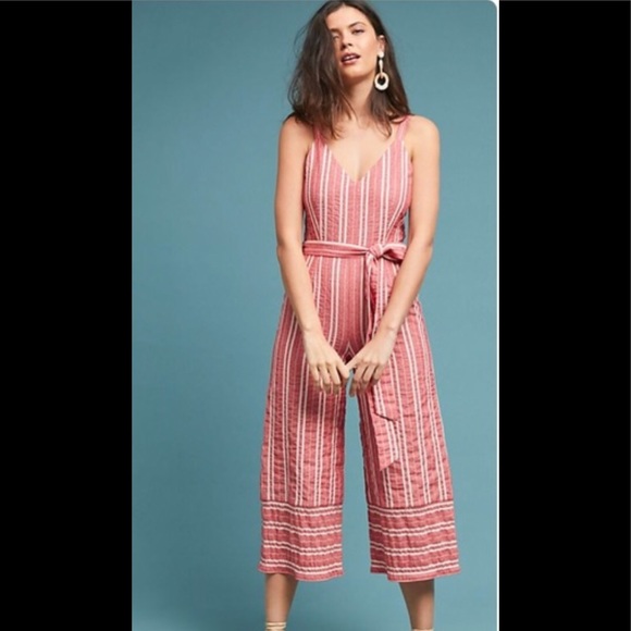 Anthropologie Pants - Anthro ett:twa Robin Striped Cropped Jumpsuit Sz L